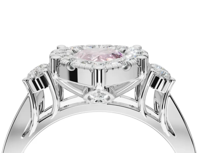 Pear-Shaped Halo Engagement Ring Setting for a Fancy Pink Lab-Grown Diamond | Graduated Channel Band | White Gold
