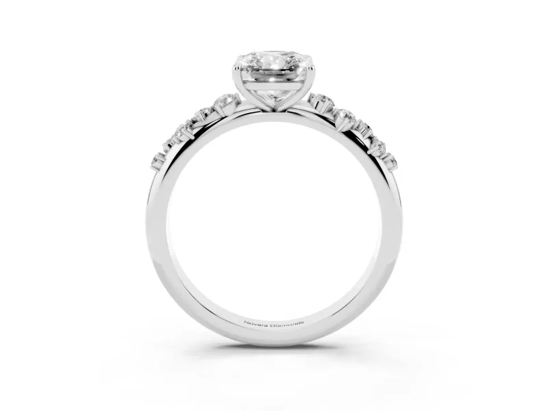 Radiant Cut Solitaire Engagement Ring Setting | Graduated Scattered Accents | White Gold