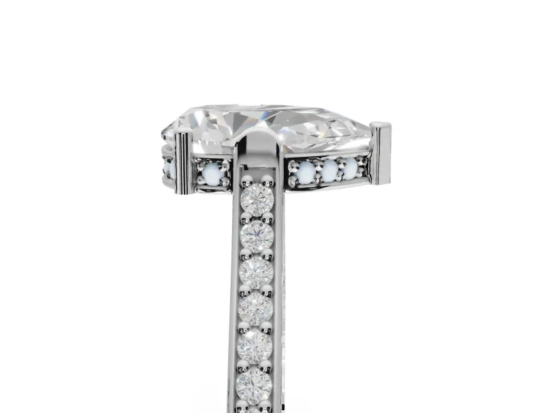 Pear-Shaped Vintage Cathedral Engagement Ring Setting | Carved Band | Platinum