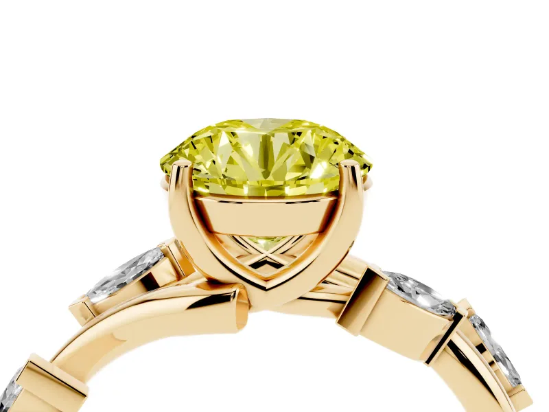 Round Twisted Vine Engagement Ring Setting for a Fancy Yellow Lab-Grown Diamond | Yellow Gold