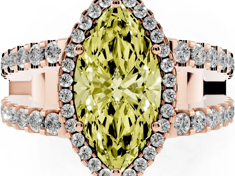 Marquise Halo Split Shank Engagement Ring Setting for a Fancy Yellow Lab-Grown Diamond | Rose Gold