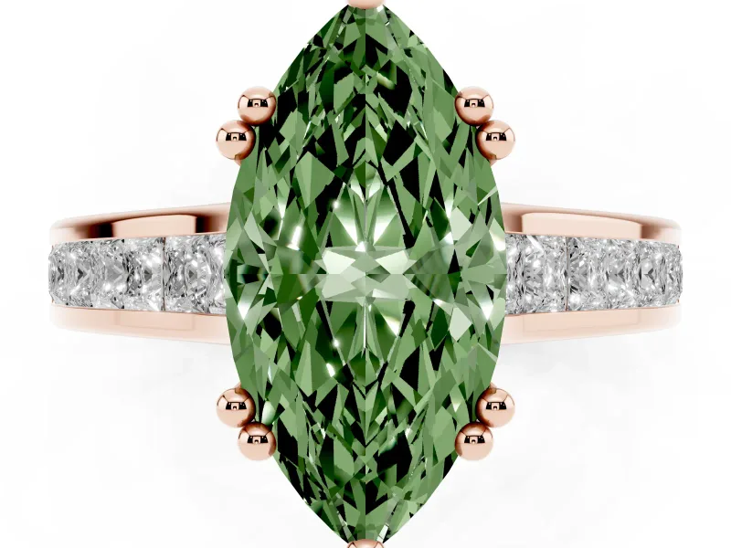 Marquise Channel Engagement Ring Setting for a Fancy Green Lab-Grown Diamond | Rose Gold - Design NV-24671