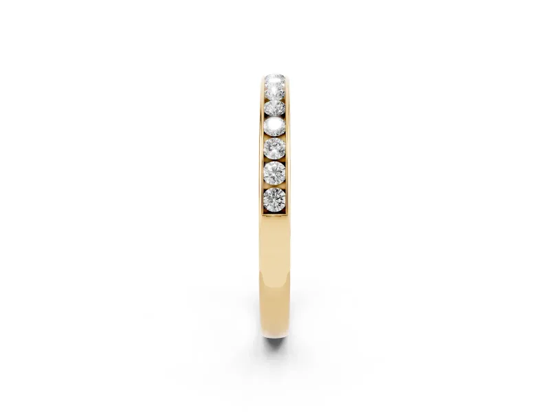 Round Lab-Grown Diamond Channel Set Half Eternity Band | Flush Walls | Yellow Gold