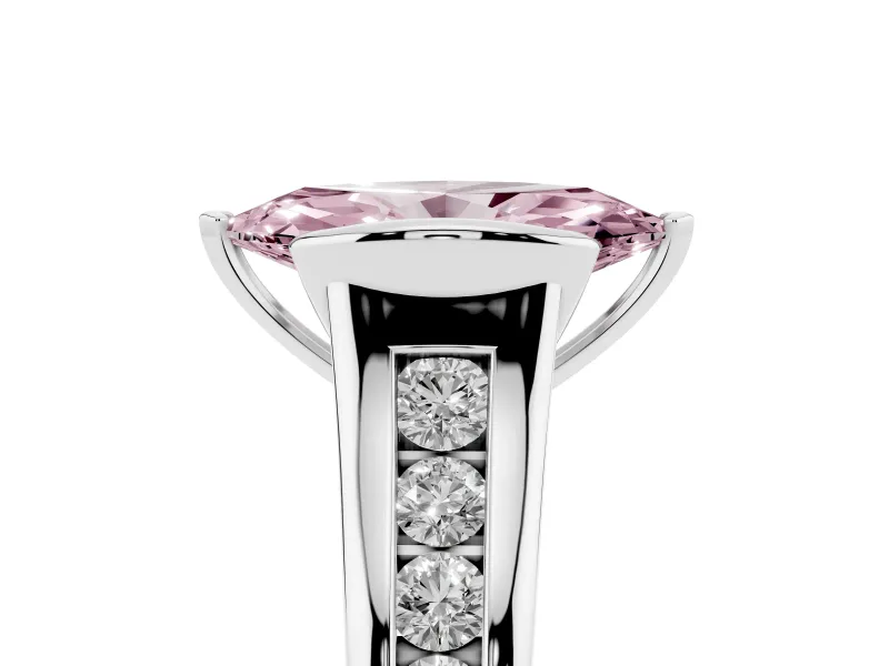 Marquise Half Bezel Engagement Ring Setting for a Fancy Pink Lab-Grown Diamond | White Gold
