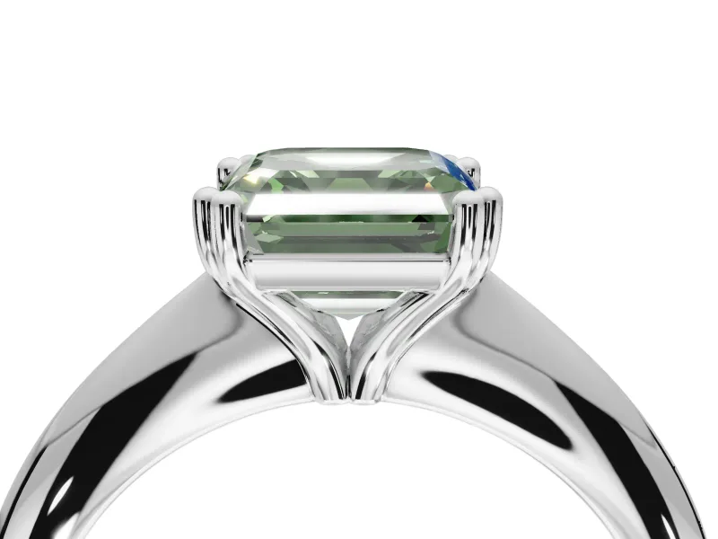 Princess Cut Tapered Solitaire Engagement Ring Setting for a Fancy Green Lab-Grown Diamond | Platinum