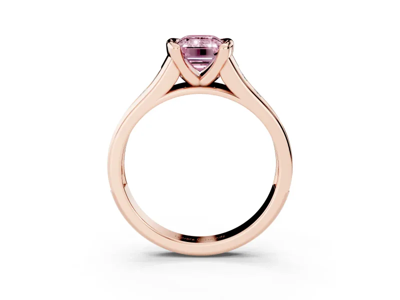 Emerald Cut Half Bezel Engagement Ring Setting for a Fancy Pink Lab-Grown Diamond | Rose Gold