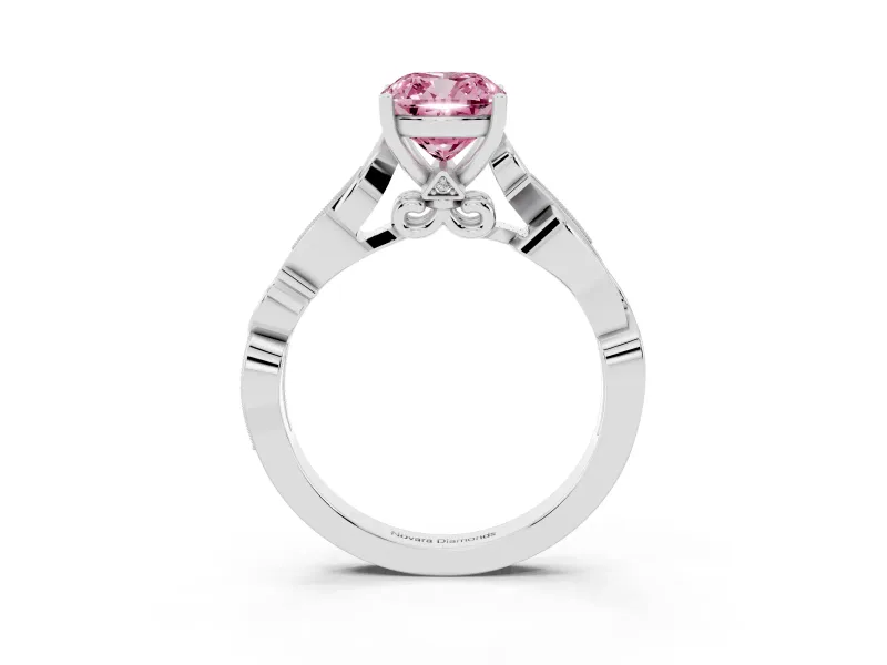 Cushion Cut Vine Engagement Ring Setting for a Fancy Pink Lab-Grown Diamond | Sterling Silver