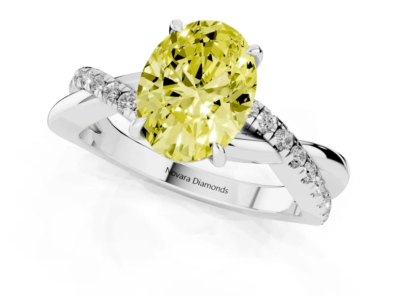 Oval Crossover Engagement Ring Setting for a Fancy Yellow Lab-Grown Diamond | Sterling Silver