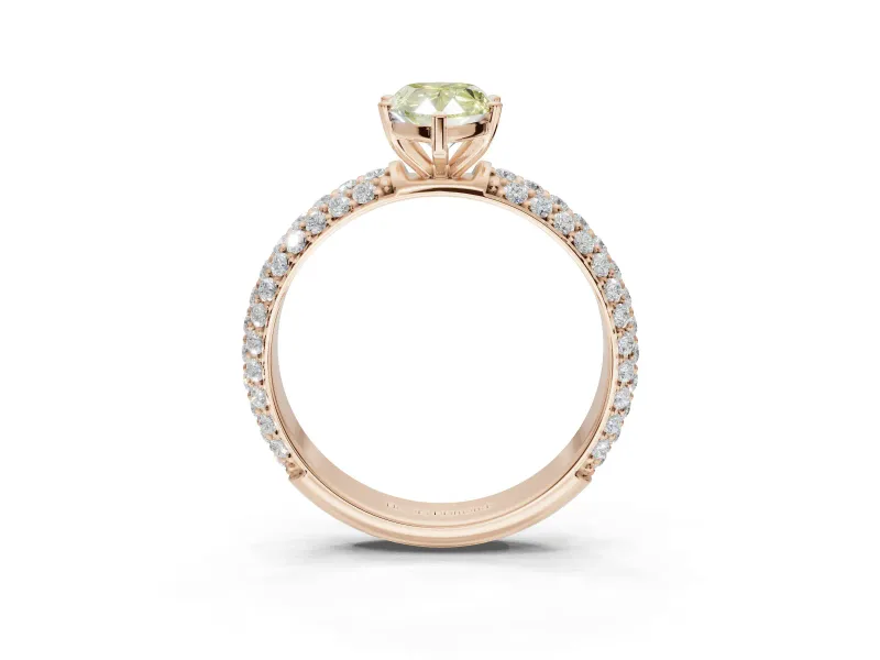 Pear-Shaped Domed Pavé Engagement Ring Setting for a Fancy Yellow Lab-Grown Diamond | Rose Gold