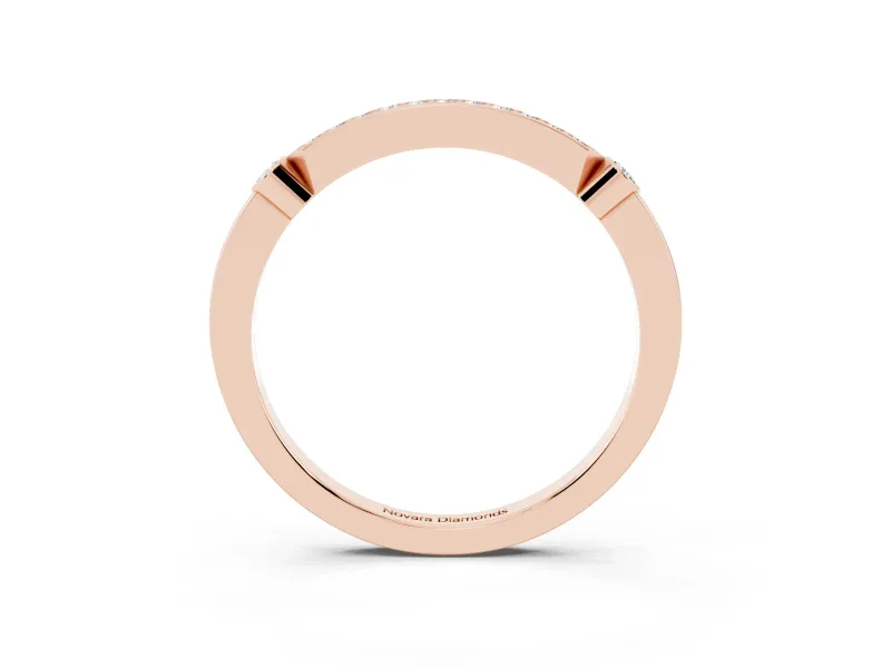 Round Diamond Pavé Bar Station Ring Set in Rose gold with Channel Setting