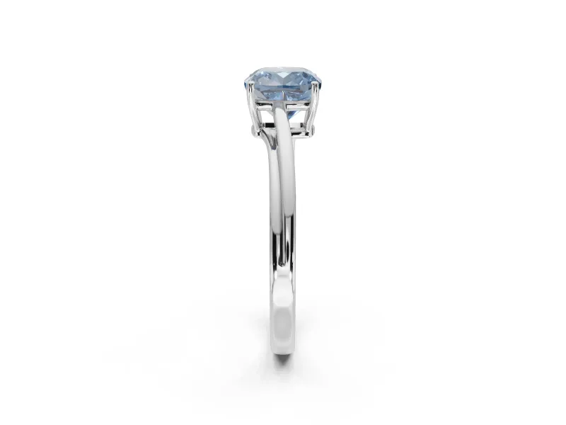 Cushion Cut Bypass Solitaire Engagement Ring Setting for a Fancy Blue Lab-Grown Diamond | Sterling Silver