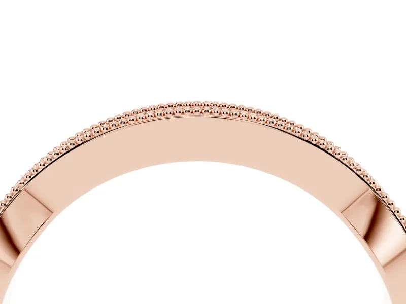 Round Diamond Channel Contour Band Set in Rose gold with Milgrain Edges