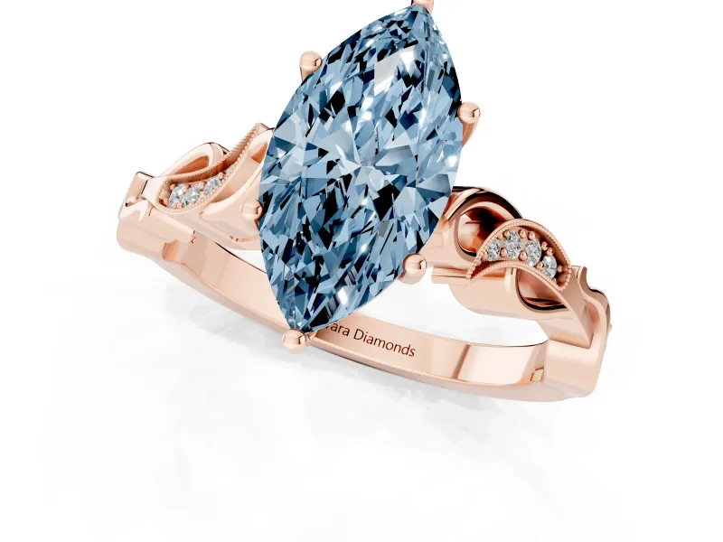 Marquise Vine Engagement Ring Setting for a Fancy Blue Lab-Grown Diamond | Rose Gold