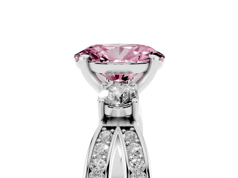 Oval Three-Stone Twist Engagement Ring Setting for a Fancy Pink Lab-Grown Diamond | Platinum
