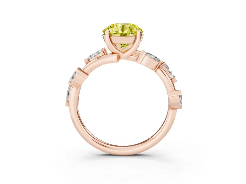 Round Twisted Vine Engagement Ring Setting for a Fancy Yellow Lab-Grown Diamond | Rose Gold