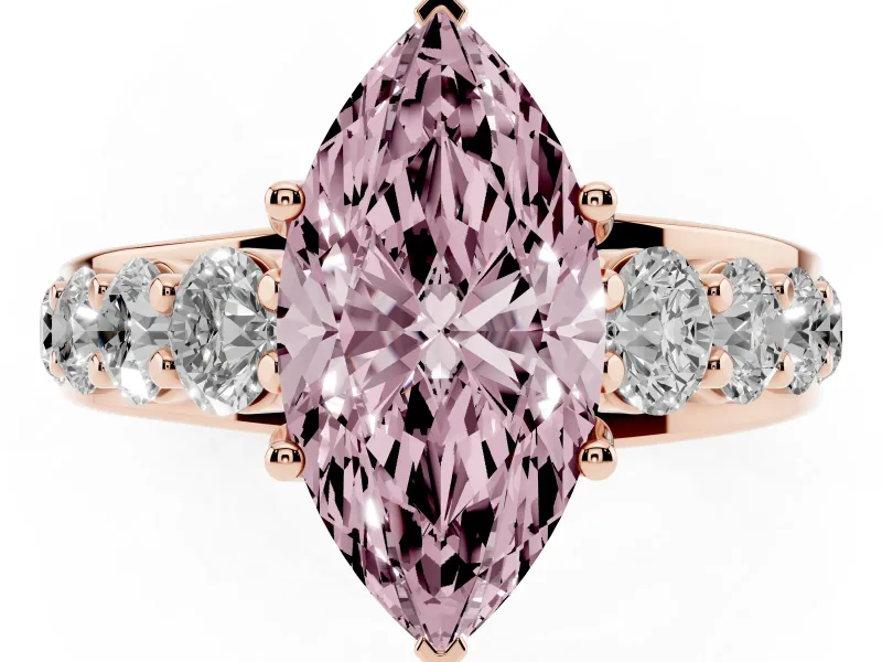 Marquise Graduated Engagement Ring Setting for a Fancy Pink Lab-Grown Diamond | Rose Gold