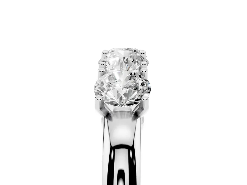 Round Lab-Grown Diamond Four-Stone Wedding Band | Individual Prong Heads | Sterling Silver