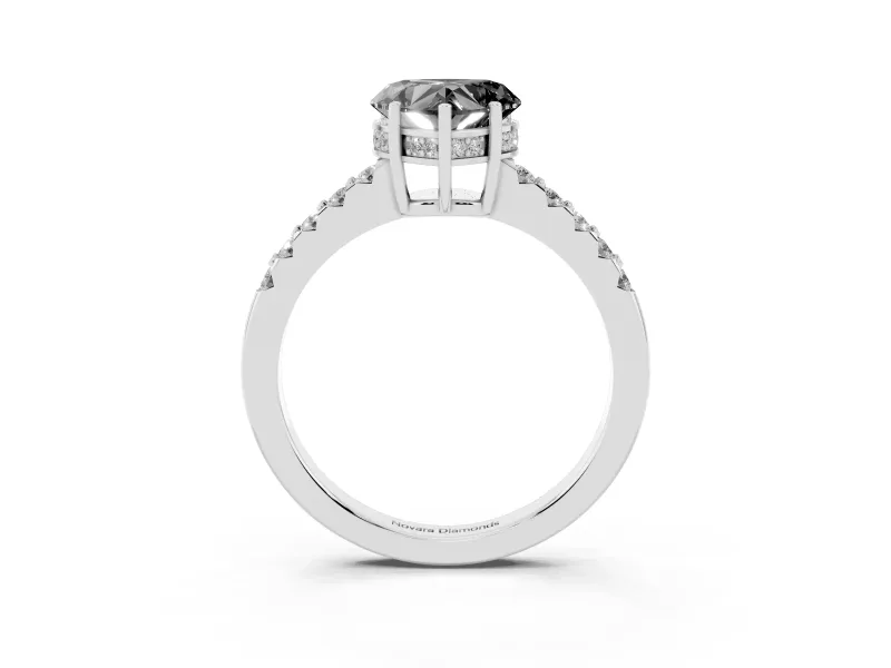 Heart-Shaped Hidden Halo Engagement Ring Setting for a Black Center | Platinum
