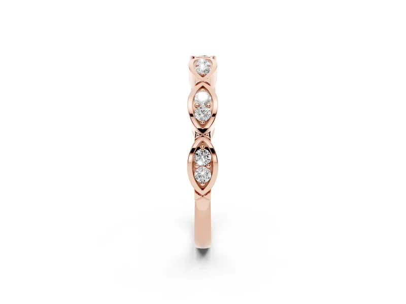 Marquise Diamond Smooth Bezel Eternity Band Set in Rose gold with Full Circle of Stones