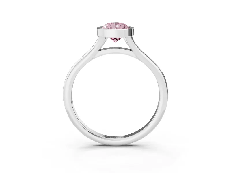 Pear-Shaped Bezel Engagement Ring Setting for a Fancy Pink Lab-Grown Diamond | White Gold
