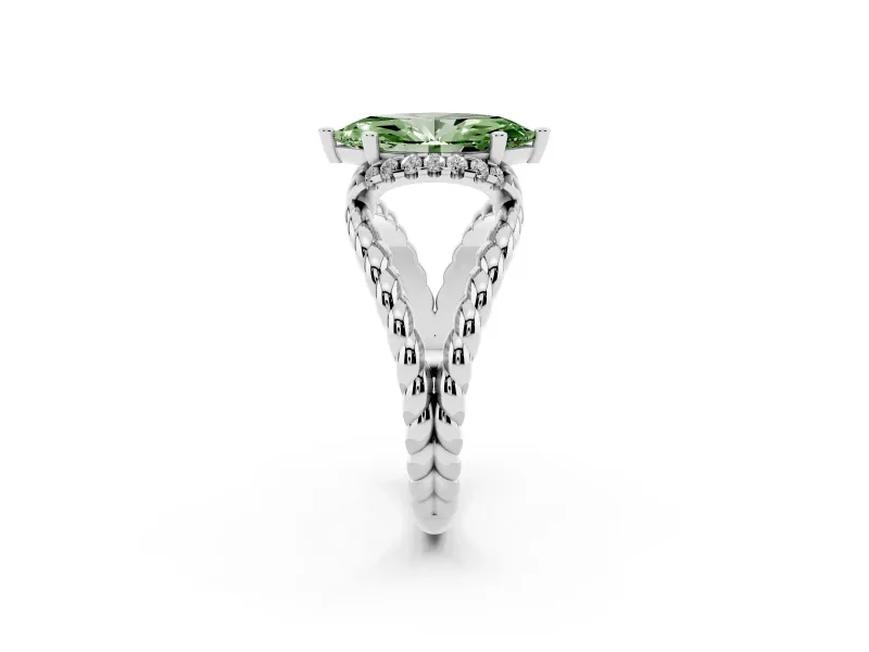Marquise Rope Twist Engagement Ring Setting for a Fancy Green Lab-Grown Diamond | Sterling Silver