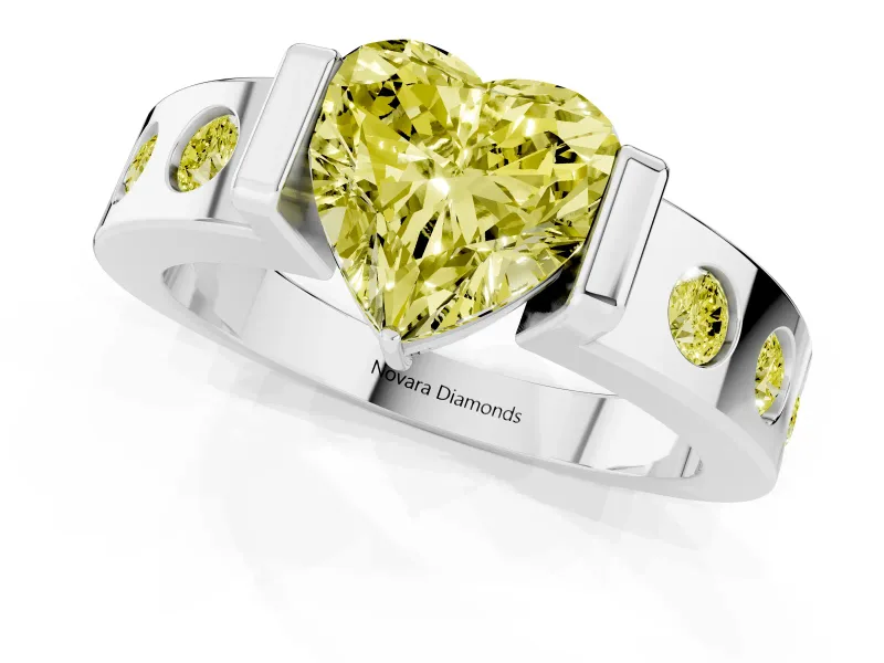 Heart-Shaped Tension Style Engagement Ring Setting for a Fancy Yellow Lab-Grown Diamond | White Gold