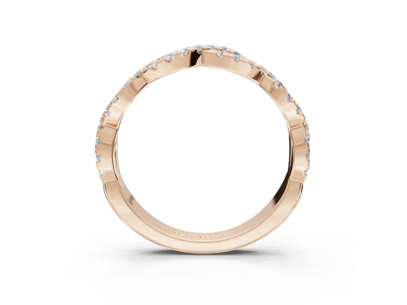 Round Lab-Grown Diamond Twisted Pavé Half Eternity Band | Interwoven Strands | Rose Gold