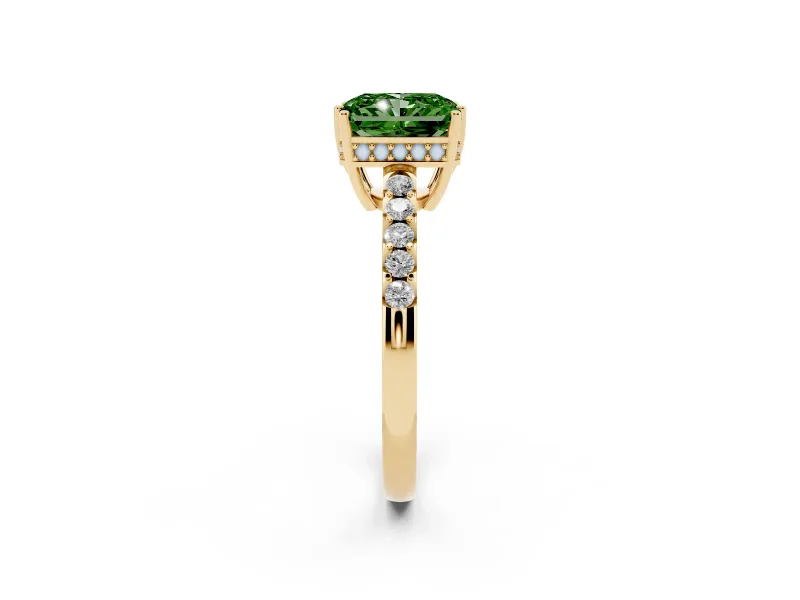 Radiant Cut Engagement Ring Setting for a Fancy Green Lab-Grown Diamond | Yellow Gold - Design NV-24649