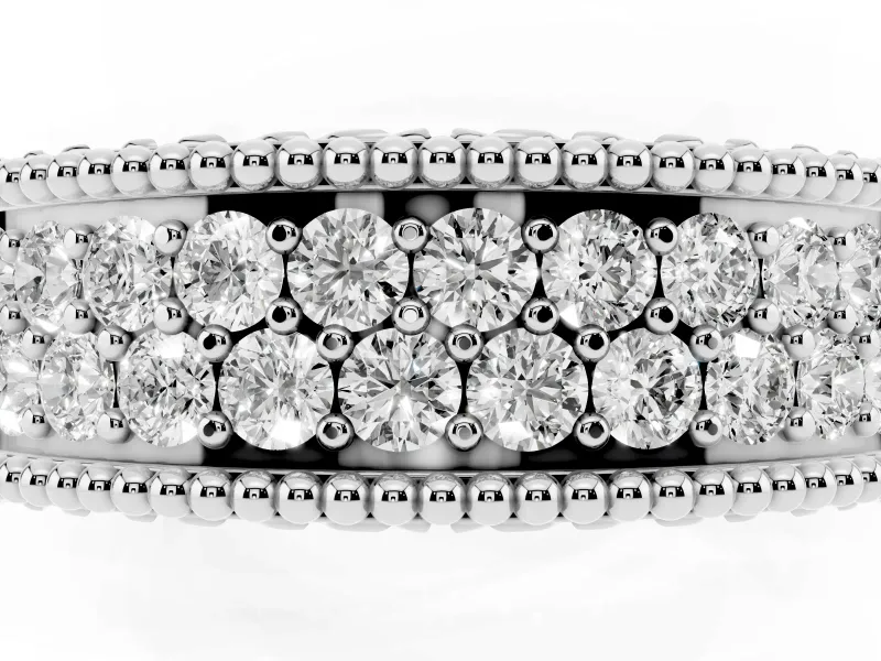 Round Diamond Pavé Eternity Band Set in White gold with Bead Prong Setting