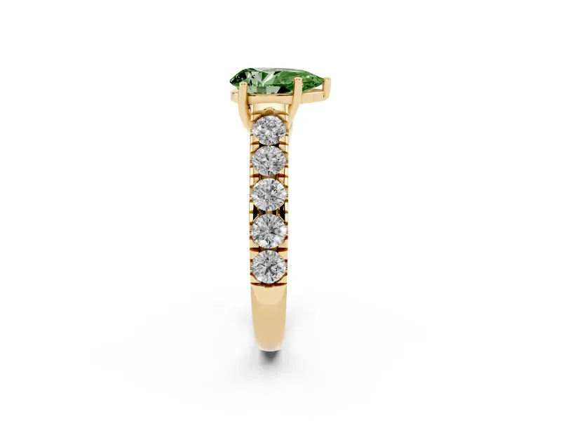 Pear-Shaped Engagement Ring Setting for a Fancy Green Lab-Grown Diamond | Yellow Gold - Design NV-24643