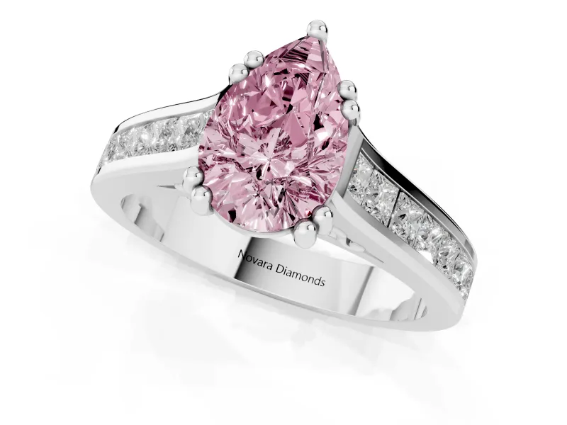 Pear-Shaped Channel Engagement Ring Setting for a Fancy Pink Lab-Grown Diamond | White Gold - Design NV-24671