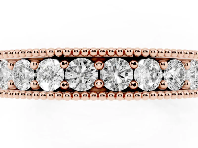 Round Diamond Pavé Chevron Band Set in Rose gold with Milgrain Edges