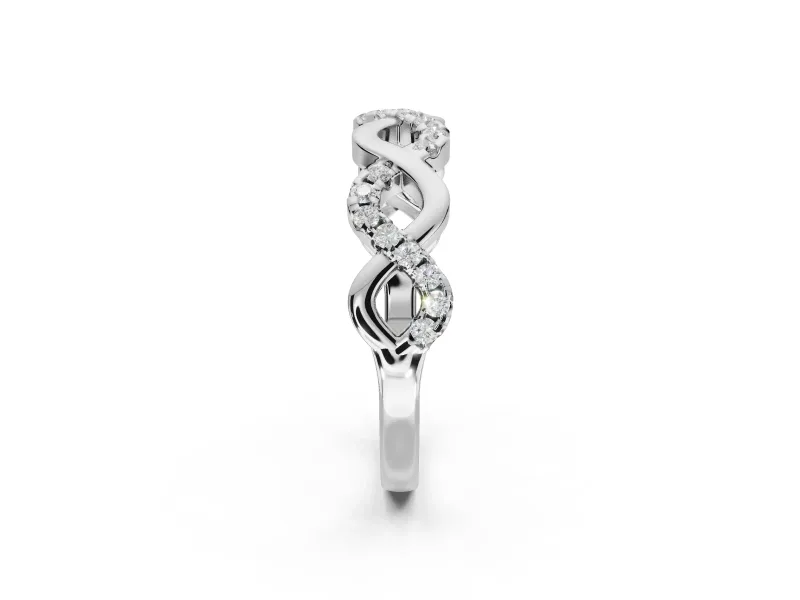 Round Lab-Grown Diamond Infinity Twist Wedding Band | Pavé and Polished | White Gold