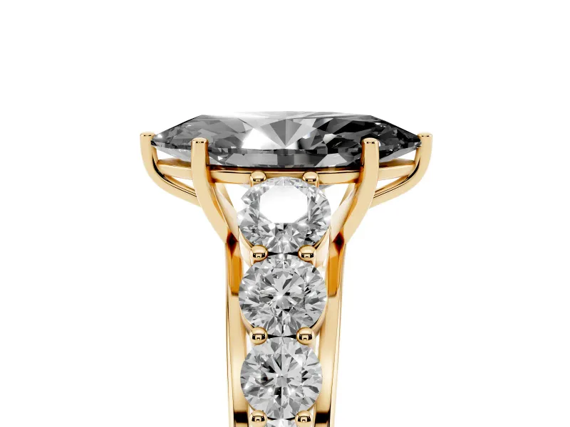 Marquise Engagement Ring Setting for a Black Center | Yellow Gold