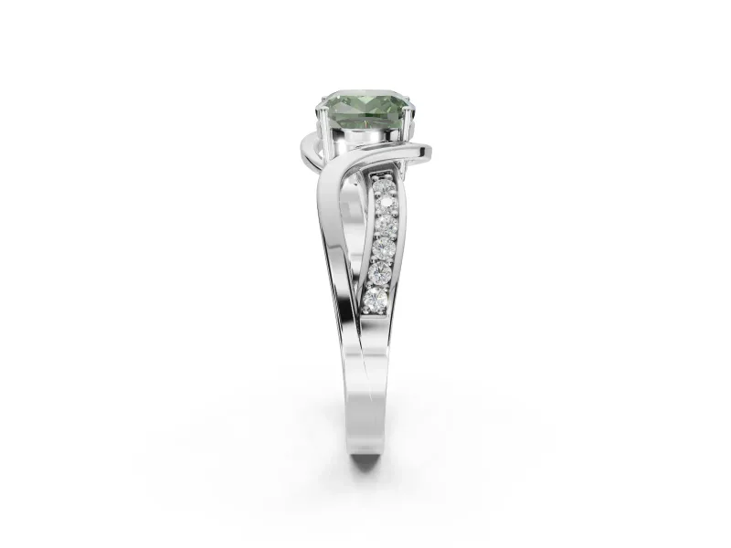 Cushion Cut Bypass Engagement Ring Setting for a Fancy Green Lab-Grown Diamond | Sterling Silver - Design NV-24814