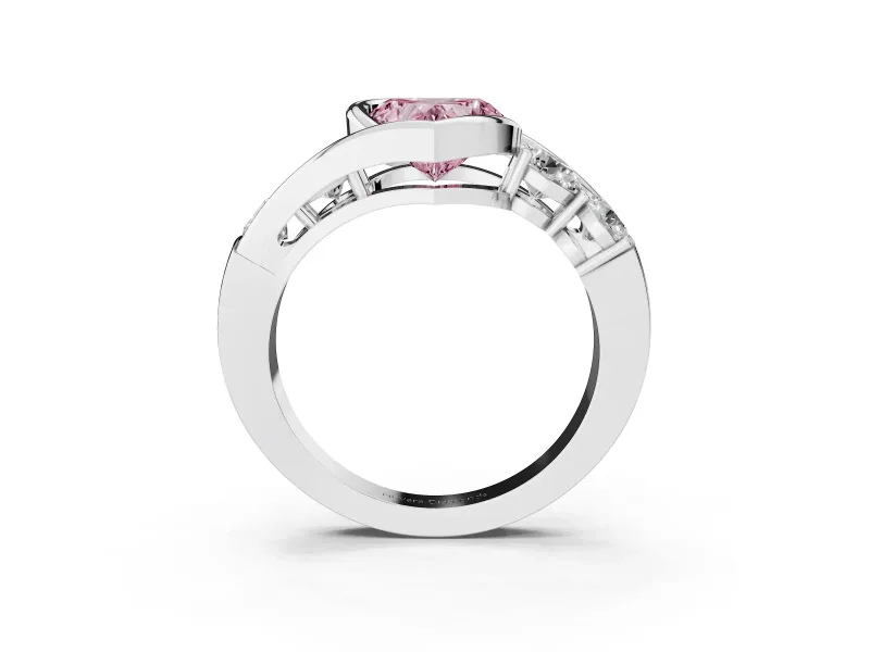Heart-Shaped Engagement Ring Setting for a Fancy Pink Lab-Grown Diamond | Bezel | Sterling Silver