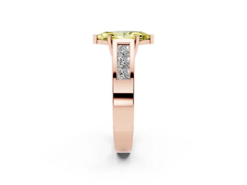 Marquise Channel-Set Engagement Ring Setting for a Fancy Yellow Lab-Grown Diamond | Rose Gold