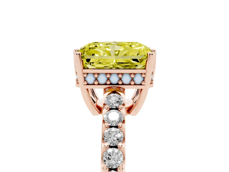 Radiant Cut Engagement Ring Setting for a Fancy Yellow Lab-Grown Diamond | Rose Gold - Design NV-24649