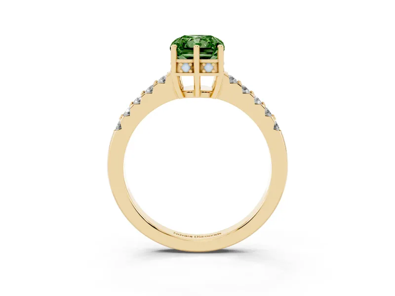 Radiant Cut Engagement Ring Setting for a Fancy Green Lab-Grown Diamond | Yellow Gold - Design NV-24649