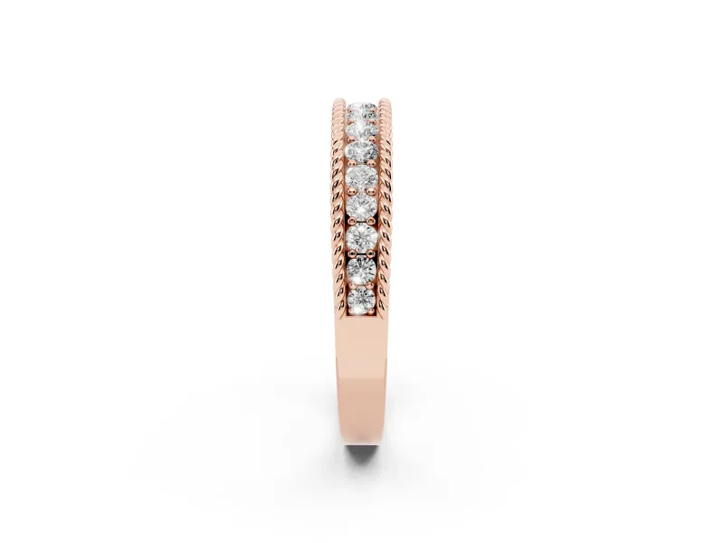 Round Lab-Grown Diamond Graduated Half Eternity Band | Twisted Rope Edges | Rose Gold