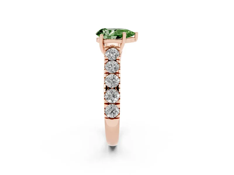 Pear-Shaped Engagement Ring Setting for a Fancy Green Lab-Grown Diamond | Rose Gold - Design NV-24643