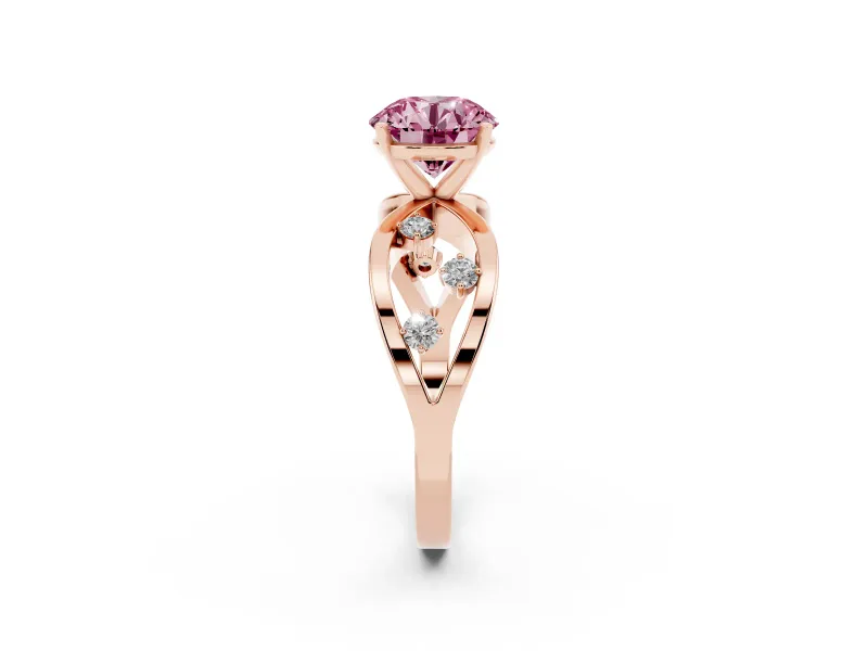 Round Loop Engagement Ring Setting for a Fancy Pink Lab-Grown Diamond | Rose Gold