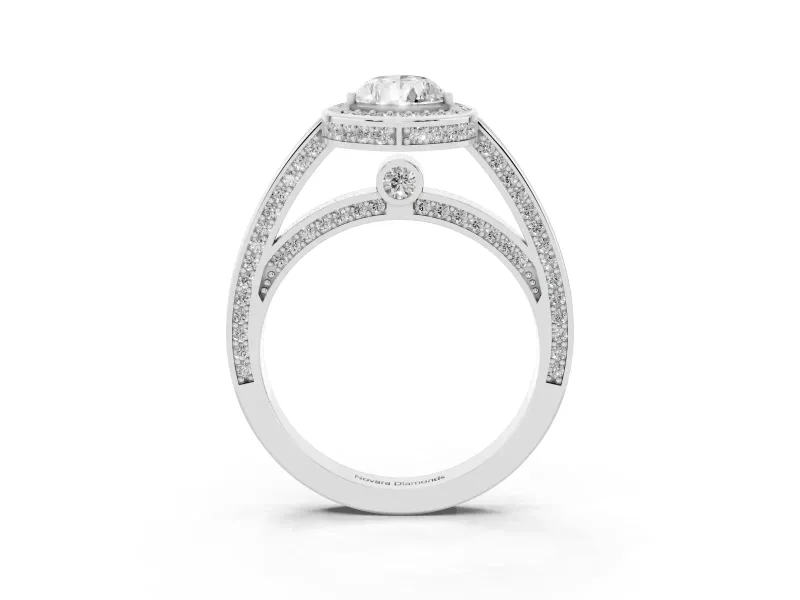 Pear-Shaped Sectioned Halo Engagement Ring Setting | Pavé Gallery and Band | White Gold