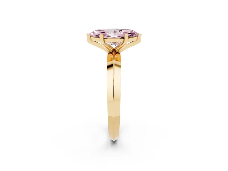 Marquise Knife-Edge Engagement Ring Setting for a Fancy Pink Lab-Grown Diamond | Yellow Gold