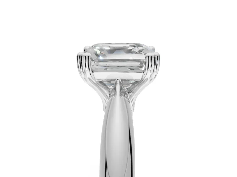 Princess Cut Tapered Solitaire Engagement Ring Setting | Double Claw Prongs | Sterling Silver