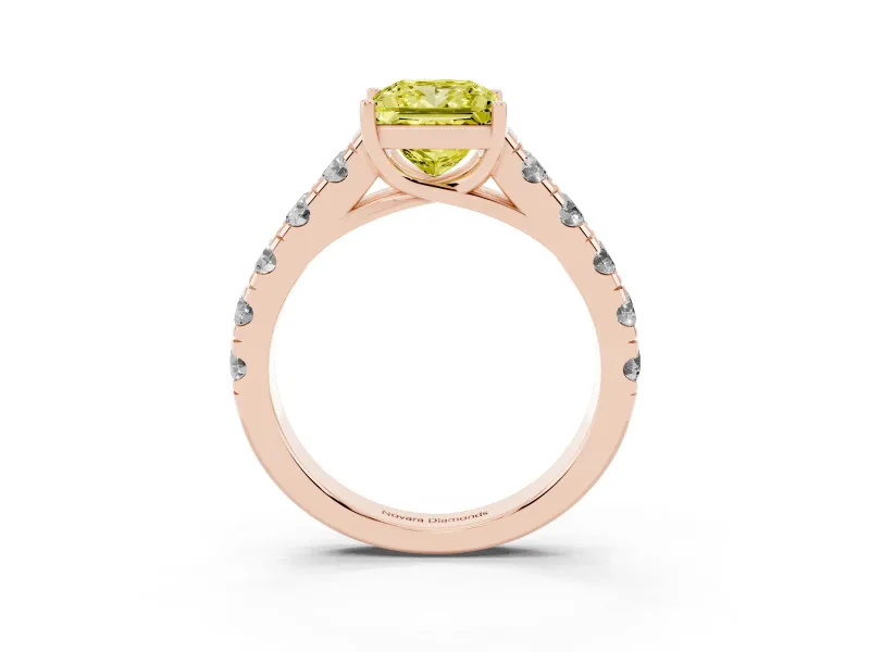 Princess Cut Engagement Ring Setting for a Fancy Yellow Lab-Grown Diamond | Rose Gold - Design NV-24643