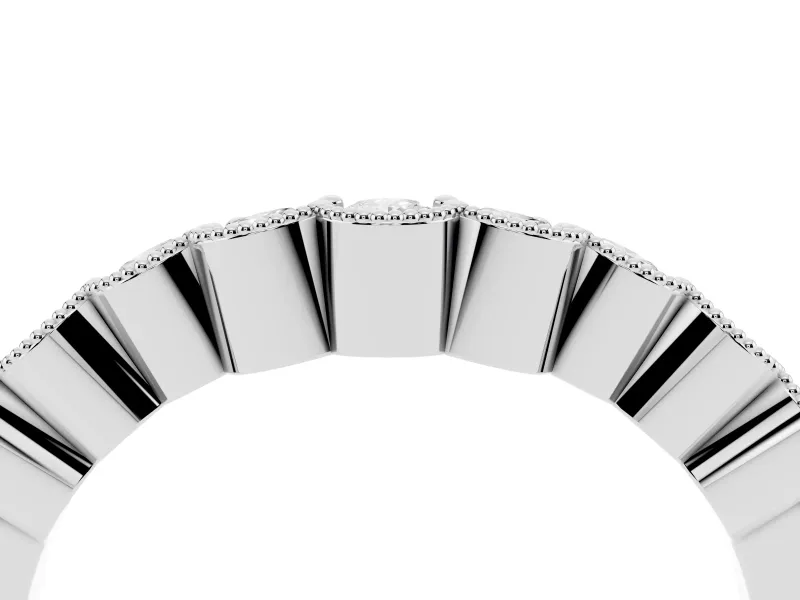 Round Diamond Bezel Half Eternity Band Set in Silver with Plain Lower Shank