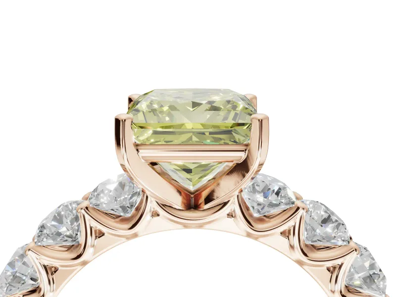 Princess Cut Engagement Ring Setting for a Fancy Yellow Lab-Grown Diamond | Rose Gold - Design NV-24455