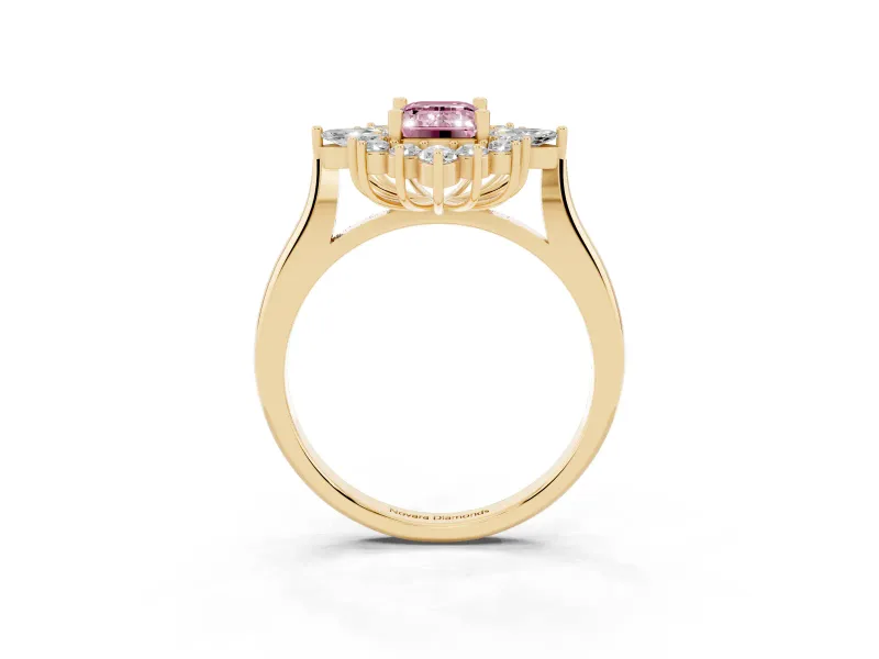 Emerald Cut Engagement Ring Setting for a Fancy Pink Lab-Grown Diamond | Yellow Gold - Design NV-24790