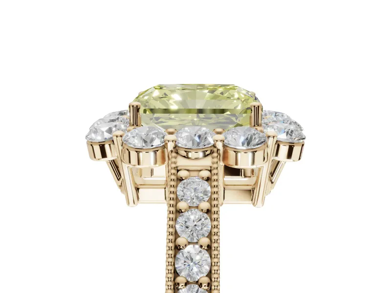 Radiant Cut Halo Engagement Ring Setting for a Fancy Yellow Lab-Grown Diamond | Yellow Gold - Design NV-24711